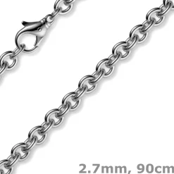 2,7mm Kette Collier Rundankerkette aus 750 Gold Weißgold, 90cm Unisex