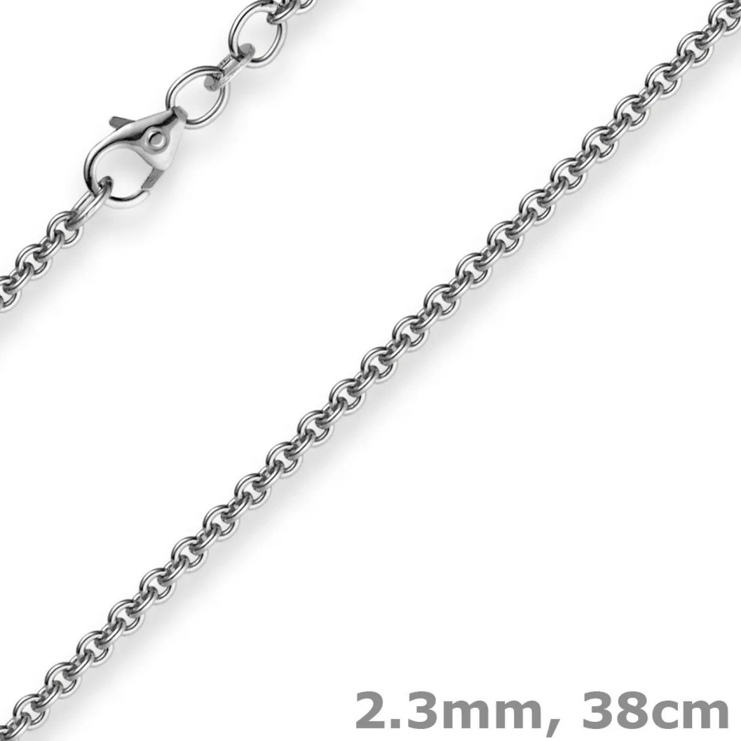 2,3mm Kette Collier Rundankerkette aus 585 Gold Weißgold, 38cm Unisex