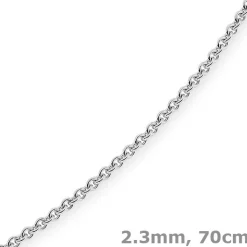 2,3mm Kette Collier Rundankerkette aus 585 Gold Weißgold, 70cm Unisex