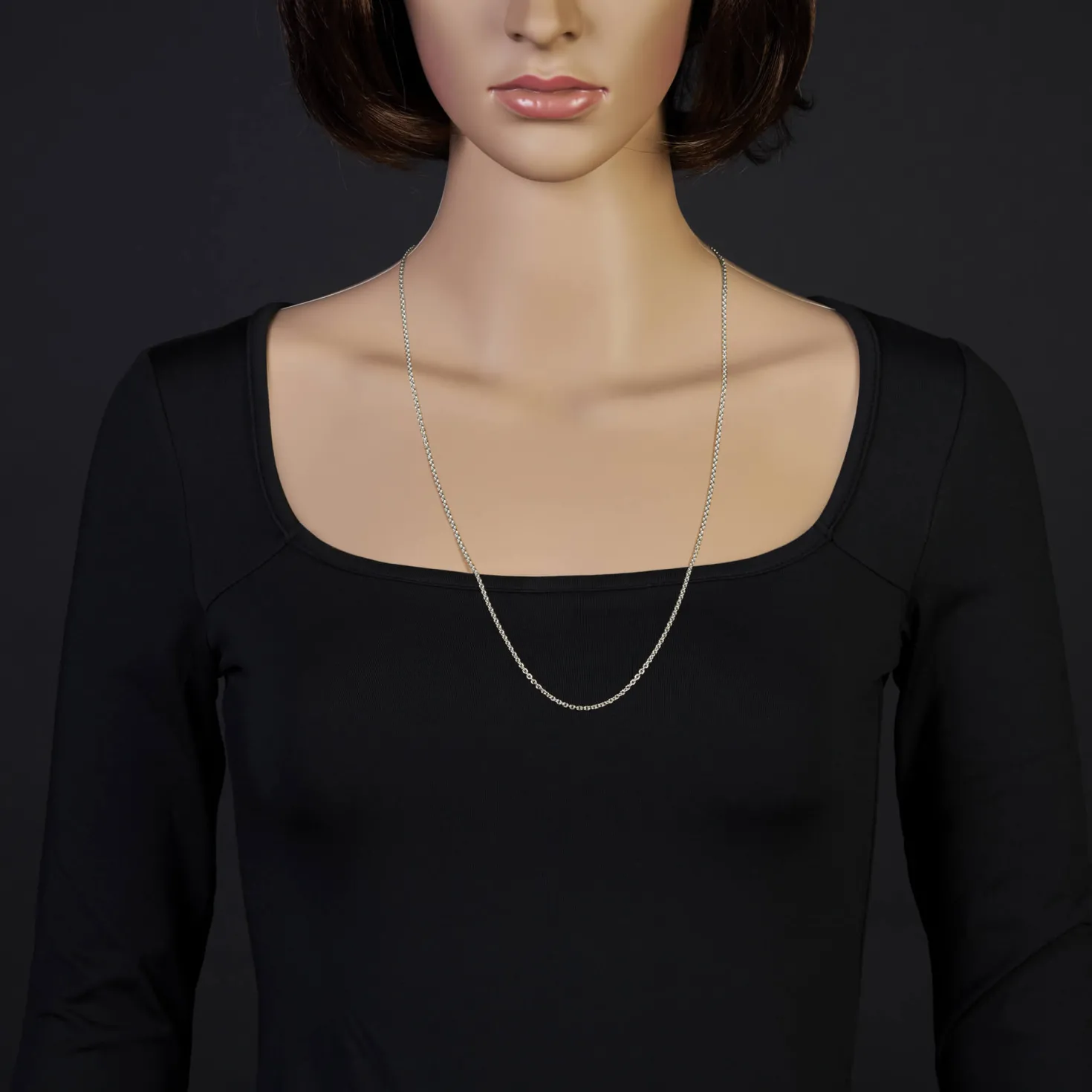 2,3mm Kette Collier Rundankerkette aus 585 Gold Weißgold, 70cm Unisex