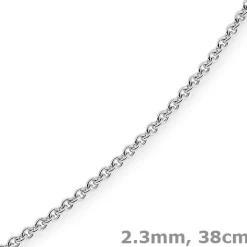 2,3mm Kette Collier Rundankerkette aus 750 Gold Weißgold massiv, 38cm