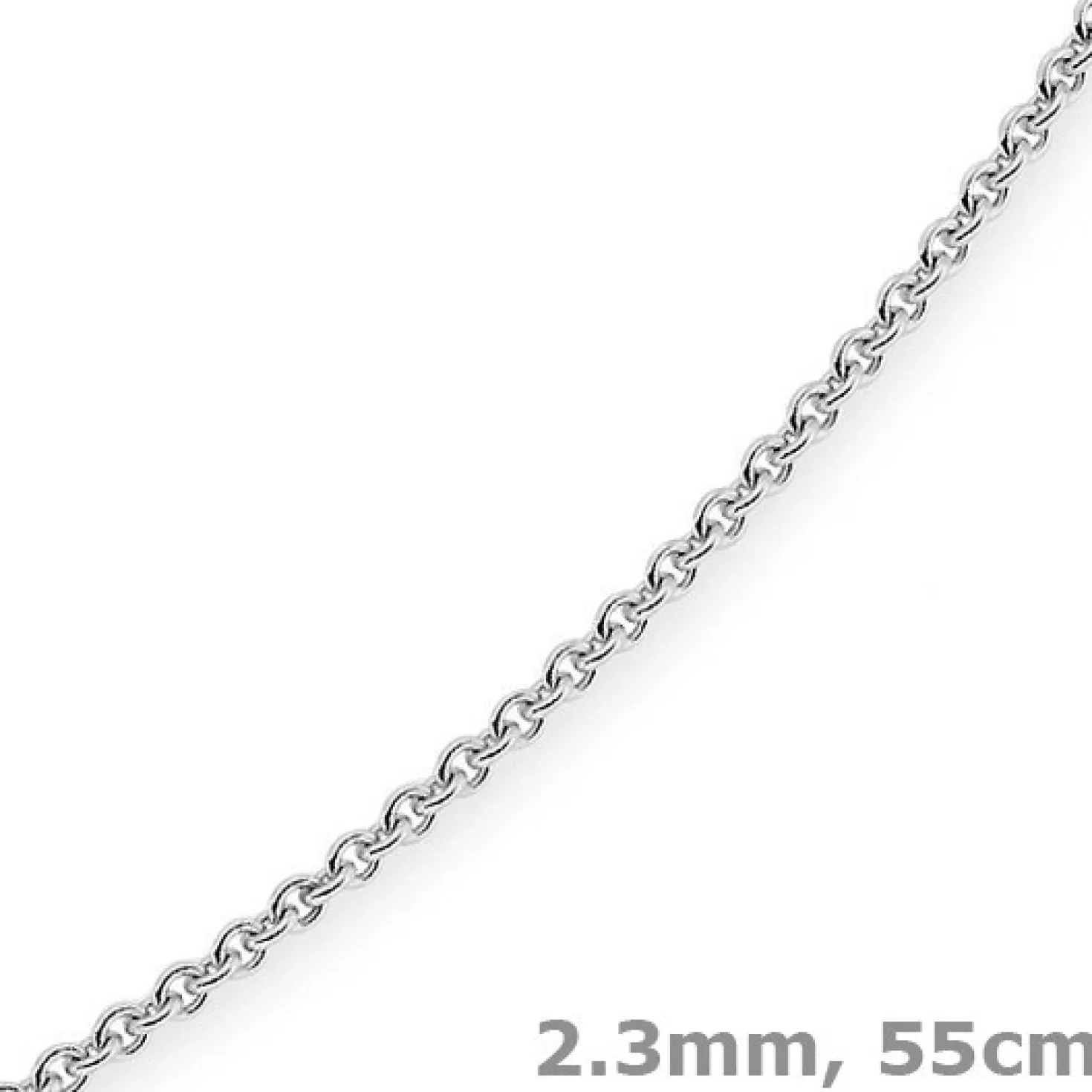 2,3mm Kette Collier Rundankerkette aus 750 Gold Weißgold massiv, 55cm