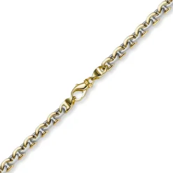 5,5mm Kette Collier Rundankerkette, 585 Gold Gelbgold & Weißgold 50cm