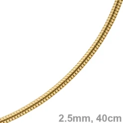 2,5mm Kette Collier Schlangenkette aus 585 Gold Gelbgold, 40cm, Damen