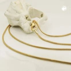 1,2mm Kette Collier Schlangenkette Halsschmuck, rund, 585 Gold Gelbgold, 50cm