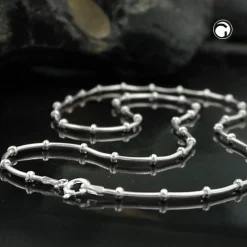 1mm Kette Collier Schlangenkette mit Kugeln, 925 Silber, 42cm, Damen