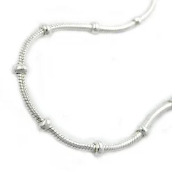 1mm Kette Collier Schlangenkette mit Kugeln, 925 Silber, 42cm, Damen