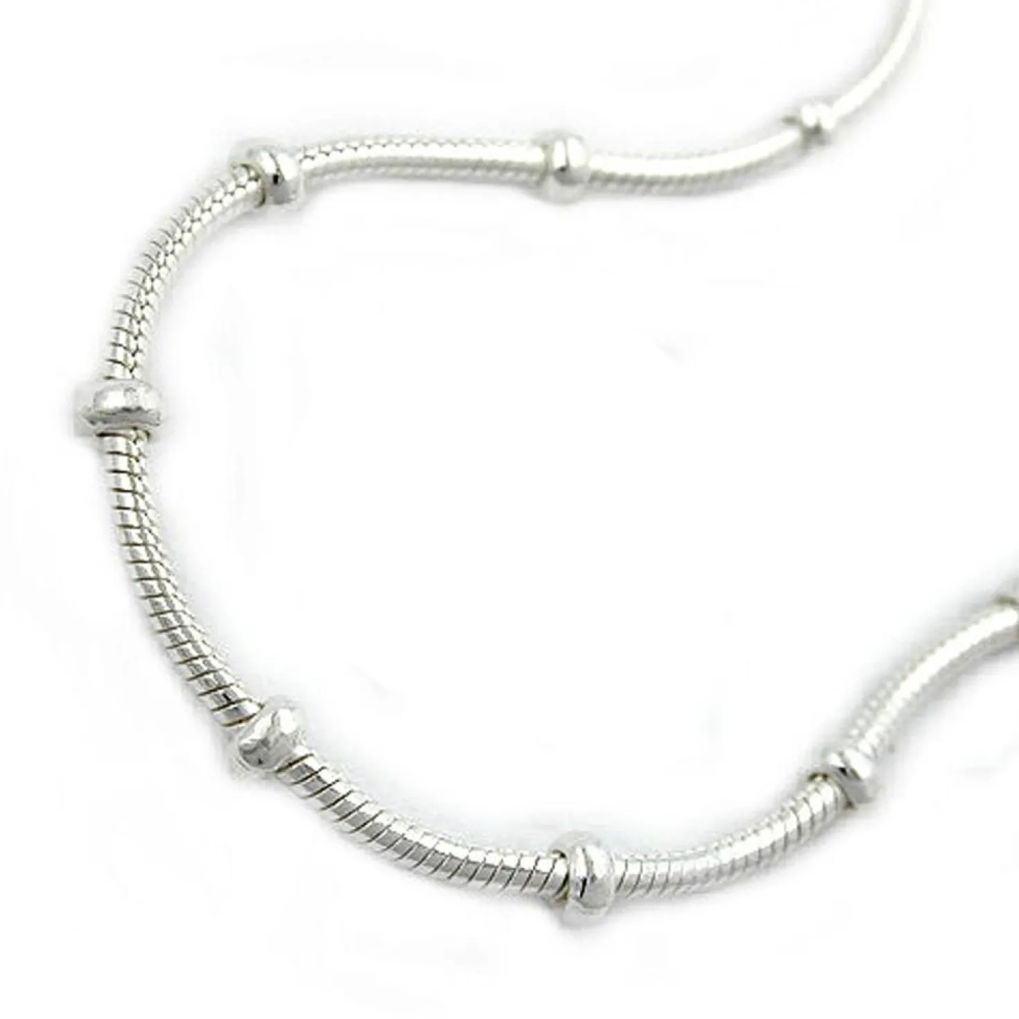 1mm Kette Collier Schlangenkette mit Kugeln, 925 Silber, 42cm, Damen