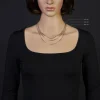 1,9mm Kette Collier Stäbchen-Kugel diamantiert 585 Gold gelb/weiß bicolor 50cm