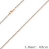 1,9mm Kette Collier Stäbchen-Kugel diamantiert 585 Gold weiß/rot bicolor 42cm