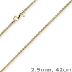 2,5mm Kette Collier Strickkette Halsschmuck aus 585 Gold Gelbgold, rund, 42cm