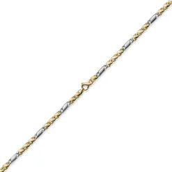 5mm Kette Collier Tigeraugekette, 585 Gold Weißgold & Gelbgold, 60cm