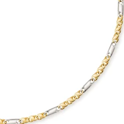 5mm Kette Collier Tigeraugekette, 585 Gold Weißgold & Gelbgold, 60cm