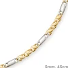 5mm Kette Collier Tigeraugekette, 585 Gold Weißgold & Gelbgold, 45cm