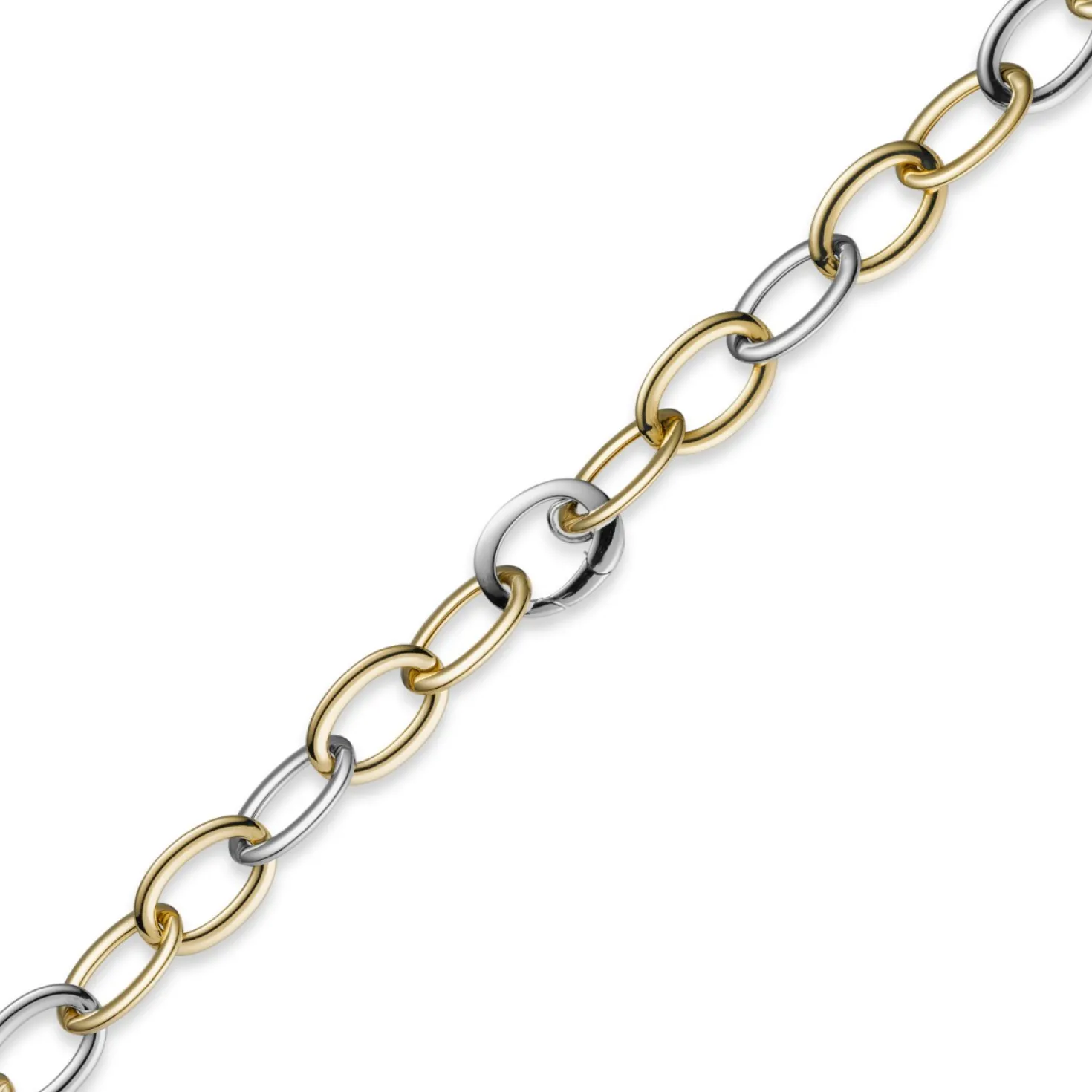 13mm Kette Collier Weitanker aus 585 Gold Weißgold & Gelbgold, 45cm