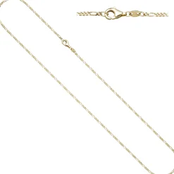 1,7mm Kette Figarokette aus 585 Gold Gelbgold diamantiert Halsschmuck, 50cm