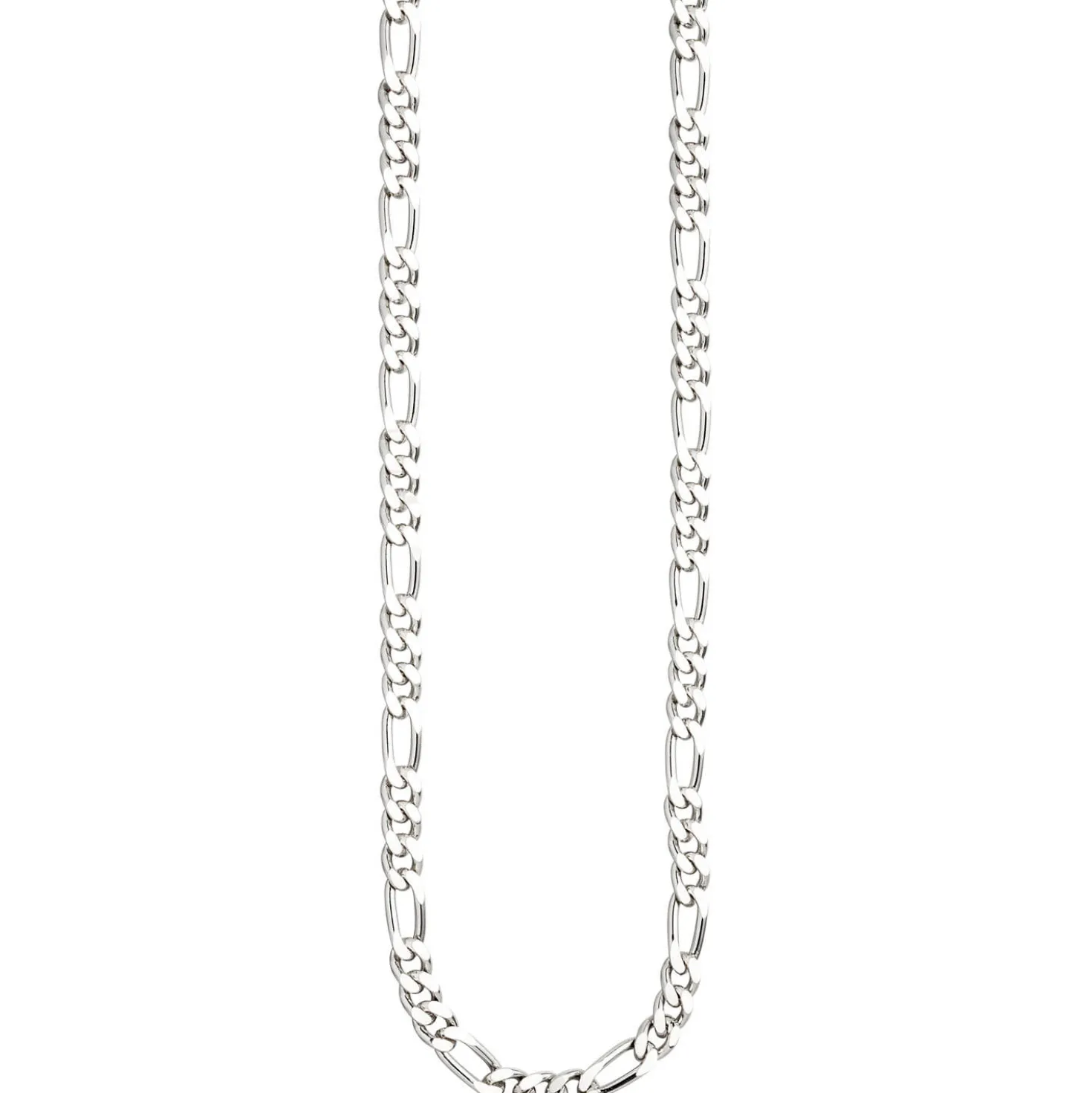 5,3mm Kette Figarokette aus 925 Silber rhodiniert diamantiert Halsschmuck, 50cm