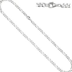 5,3mm Kette Figarokette aus 925 Silber rhodiniert diamantiert Halsschmuck, 60cm