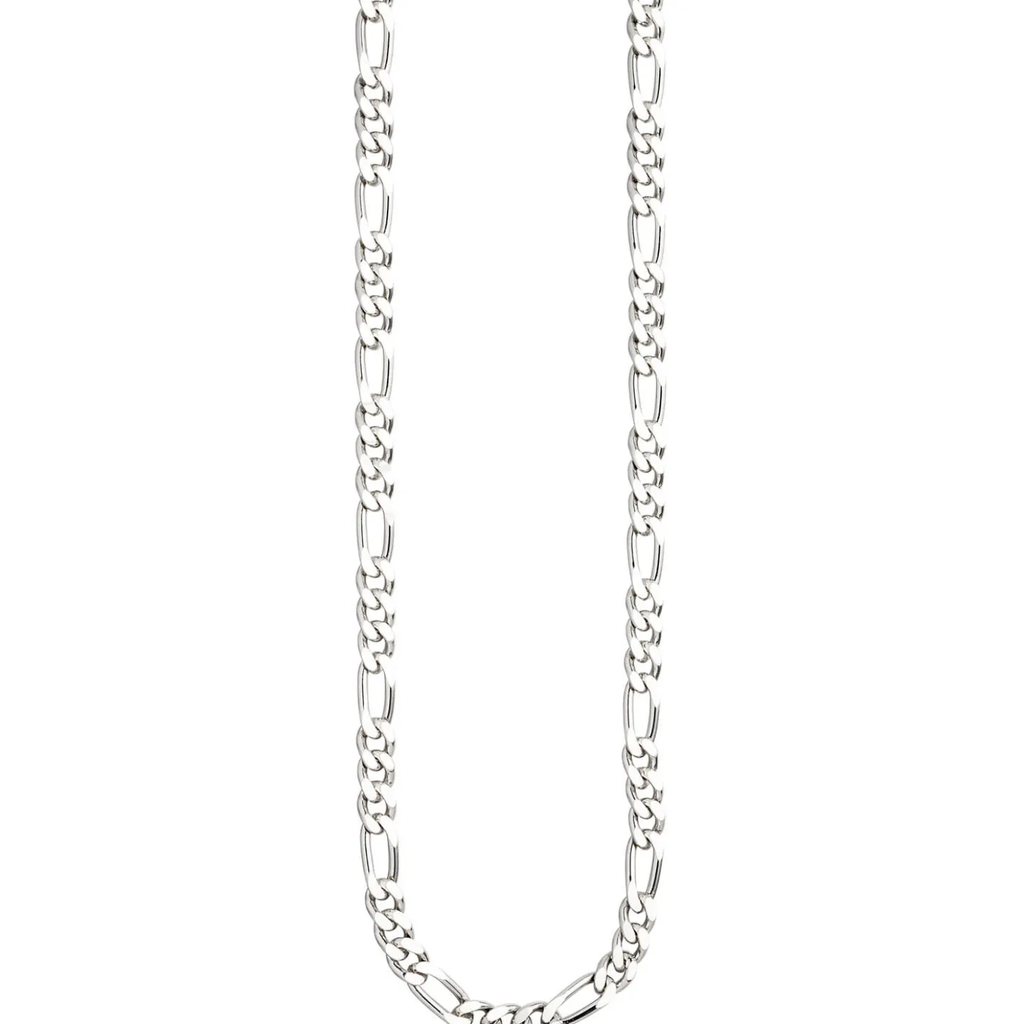 5,3mm Kette Figarokette aus 925 Silber rhodiniert diamantiert Halsschmuck, 60cm