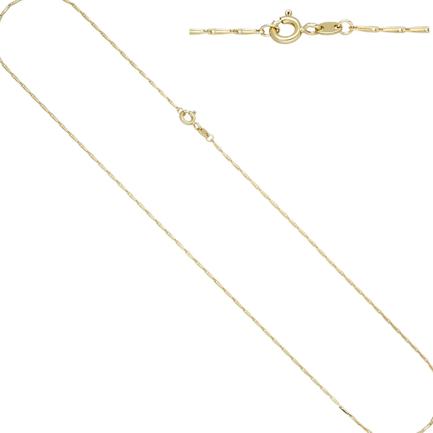 1,2mm Kette Haferkornkette aus 585 Gold Gelbgold Halsschmuck Goldkette, 50cm