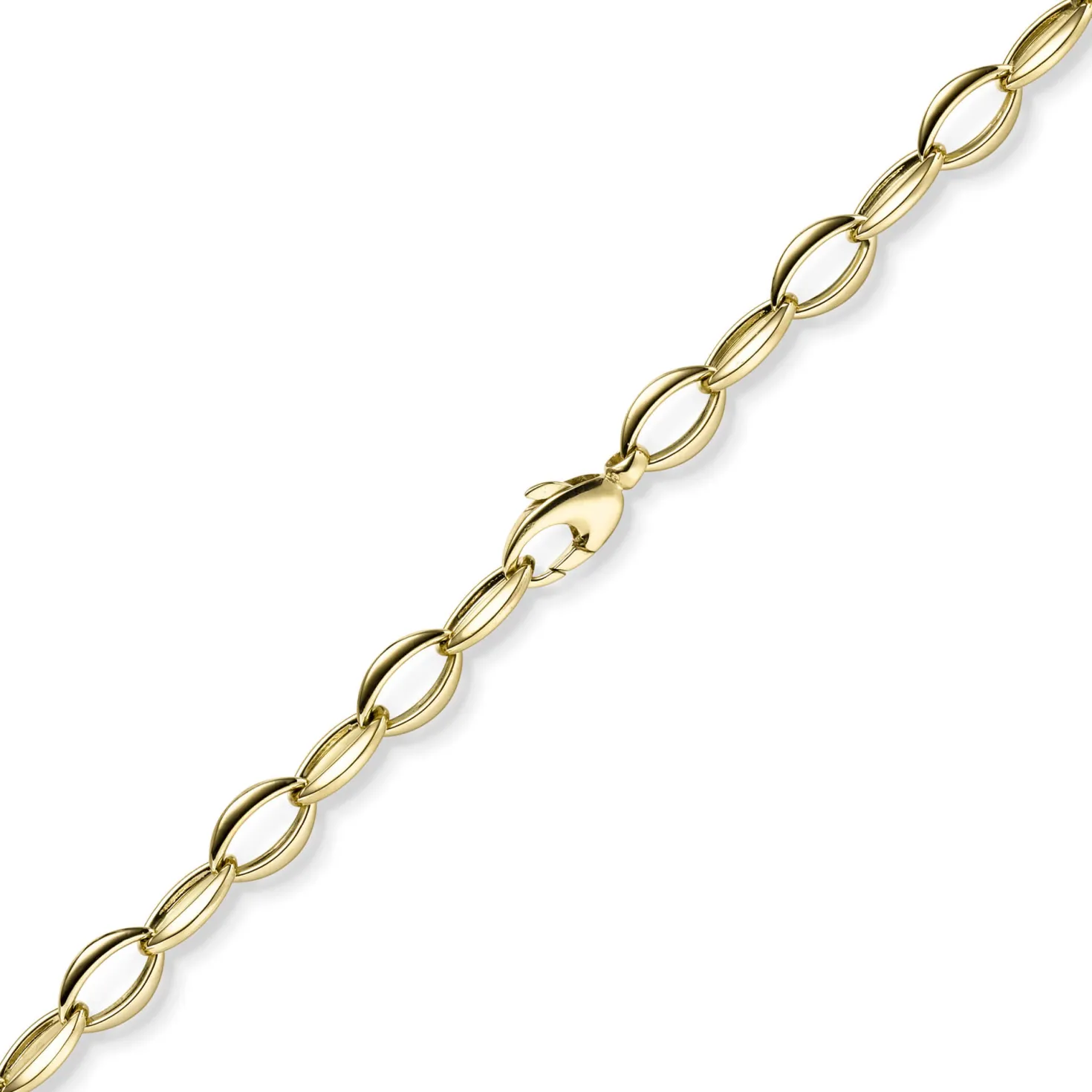 8,5mm Kette Halskette Collier Spitzoval aus 585 Gold Gelbgold 50cm