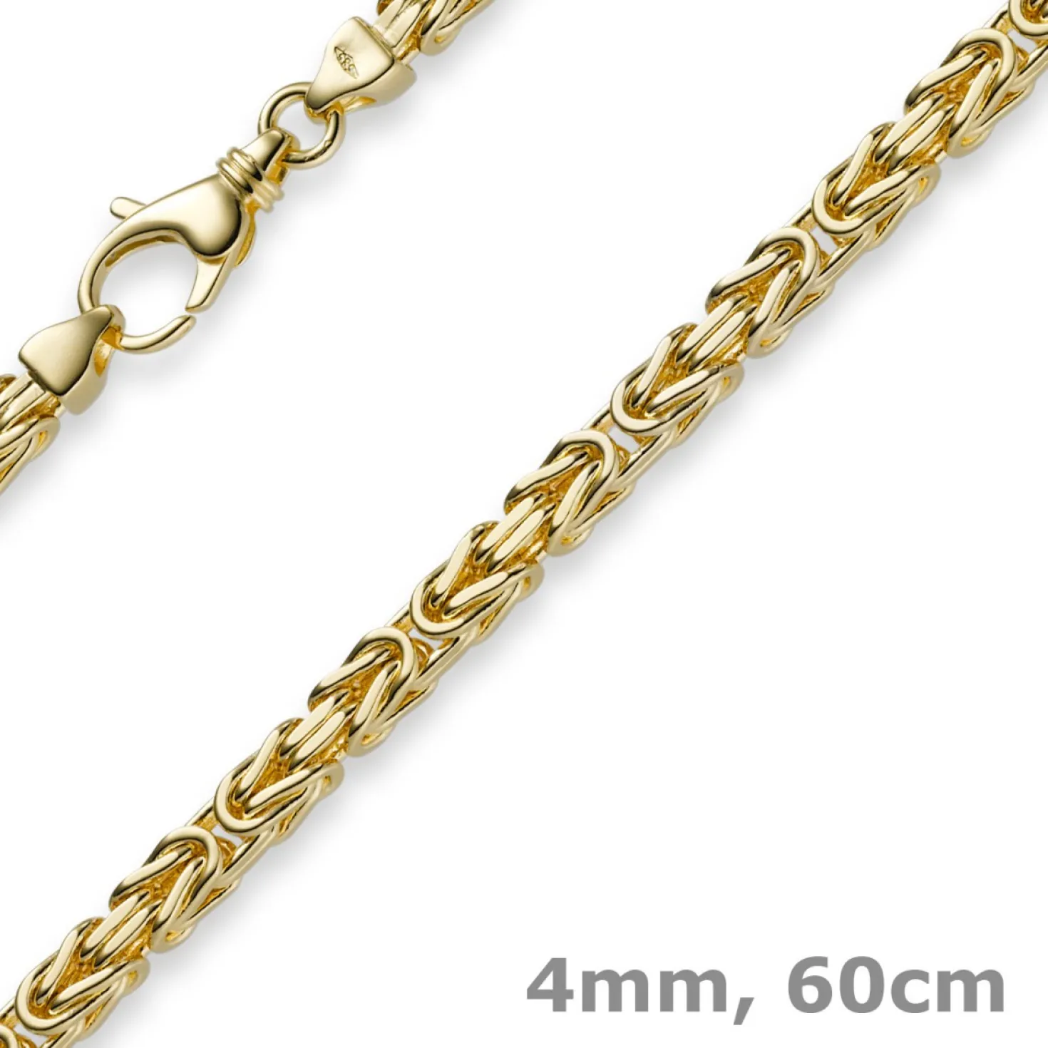 4mm Kette Halskette Königskette aus 585 Gold Gelbgold, 60cm, Herren