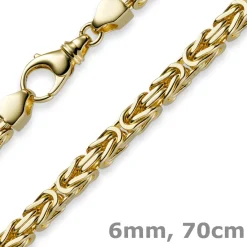 6mm Kette Halskette Königskette aus 585 Gold Gelbgold, 70cm, Herren