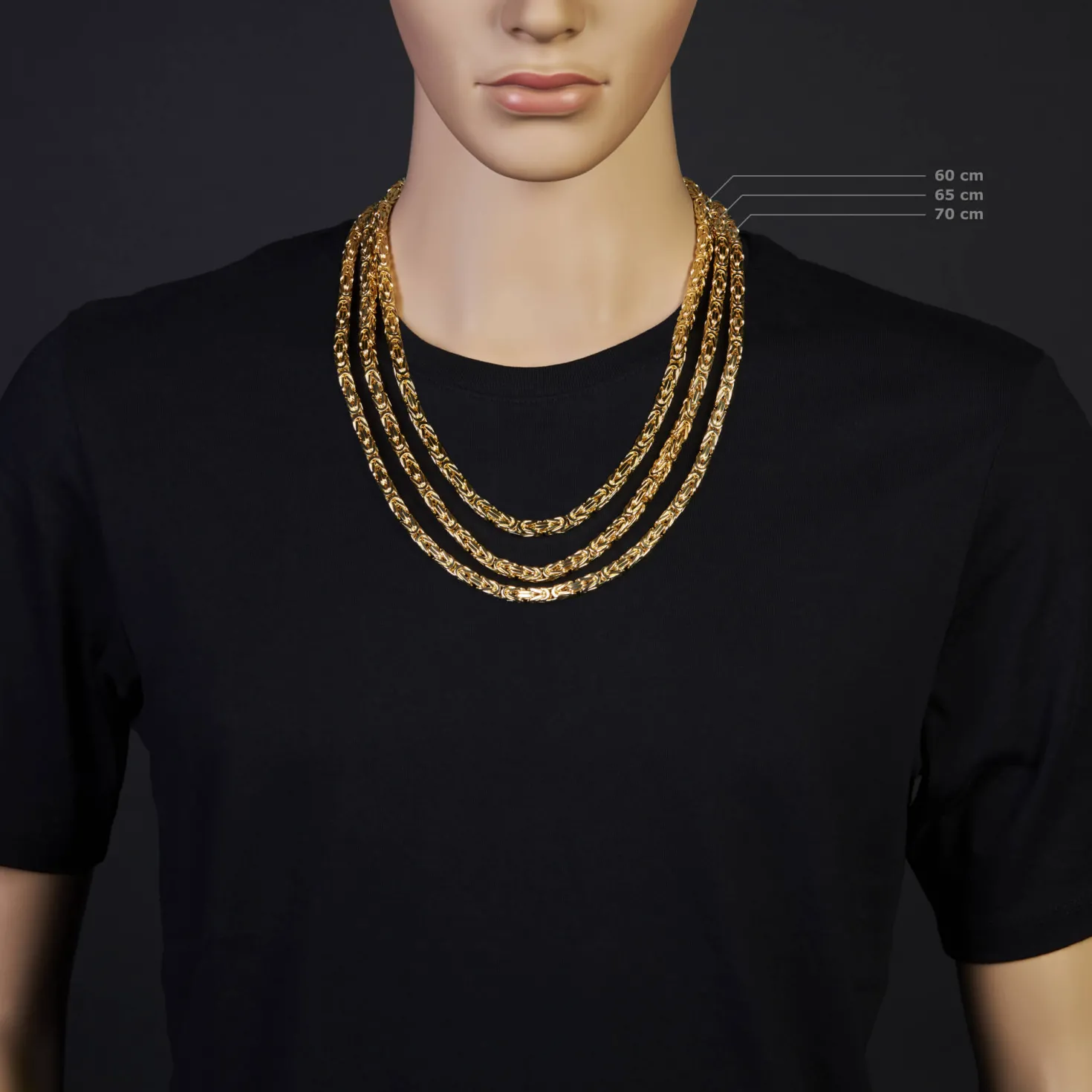 6mm Kette Halskette Königskette aus 750 Gold Gelbgold, 60cm, Herren