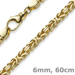 6mm Kette Halskette Königskette aus 585 Gold Gelbgold, 60cm, Herren
