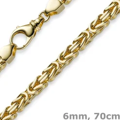 6mm Kette Halskette Königskette aus 750 Gold Gelbgold, 70cm, Herren