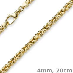 4mm Kette Halskette Königskette aus 750 Gold Gelbgold, 70cm, Herren