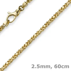 2,5mm Kette Halskette Königskette aus 585 Gold Gelbgold, 60cm, Unisex