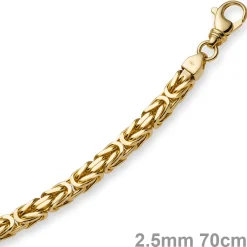 2,5mm Kette Halskette Königskette aus 585 Gold Gelbgold, 70cm, Unisex