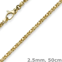 2,5mm Kette Halskette Königskette aus 750 Gold Gelbgold, 50cm, Unisex