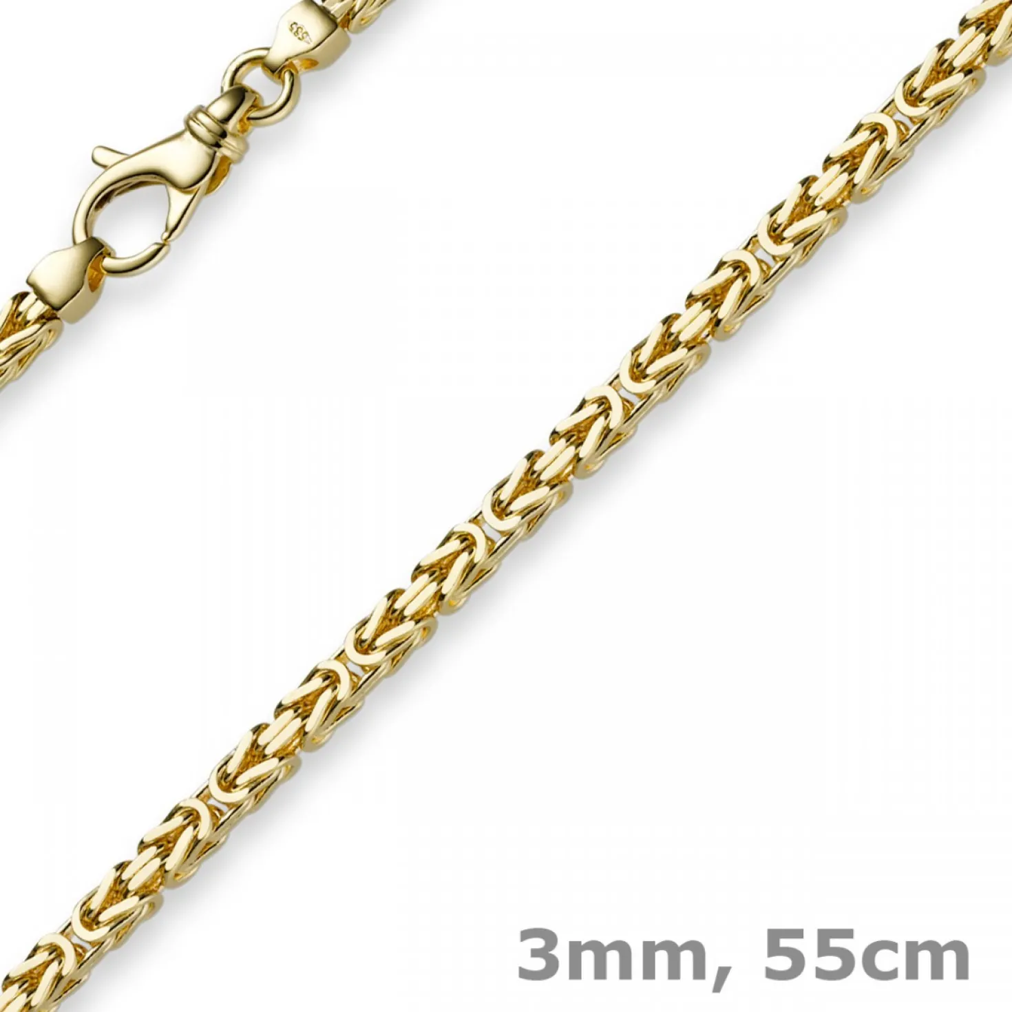 3mm Kette Halskette Königskette aus 585 Gold Gelbgold, 55cm, Unisex