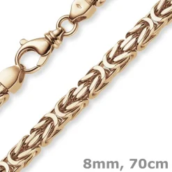 8mm Kette Halskette Königskette aus 585 Gold Rotgold massiv 70cm Herren