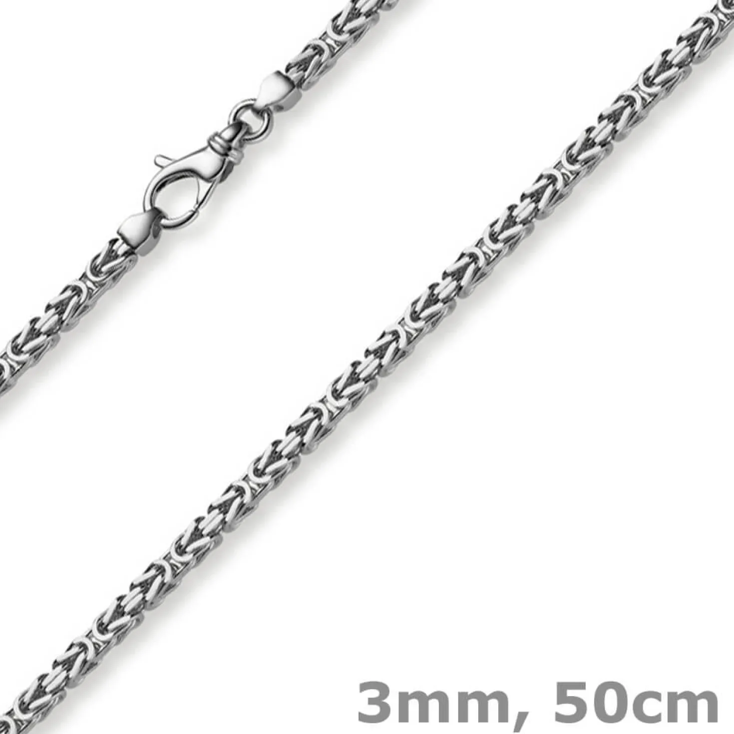 3mm Kette Halskette Königskette aus 750 Gold Weißgold massiv 50cm