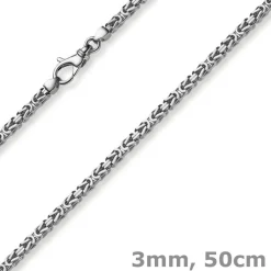 3mm Kette Halskette Königskette aus 585 Gold Weißgold massiv 50cm