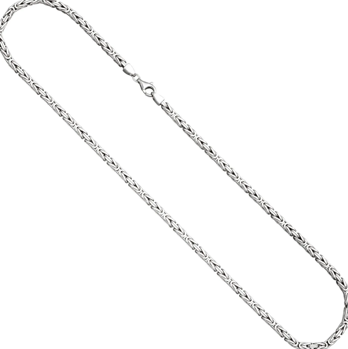 3,9mm Kette Halskette Königskette aus 925 Silber rhodiniert 60cm