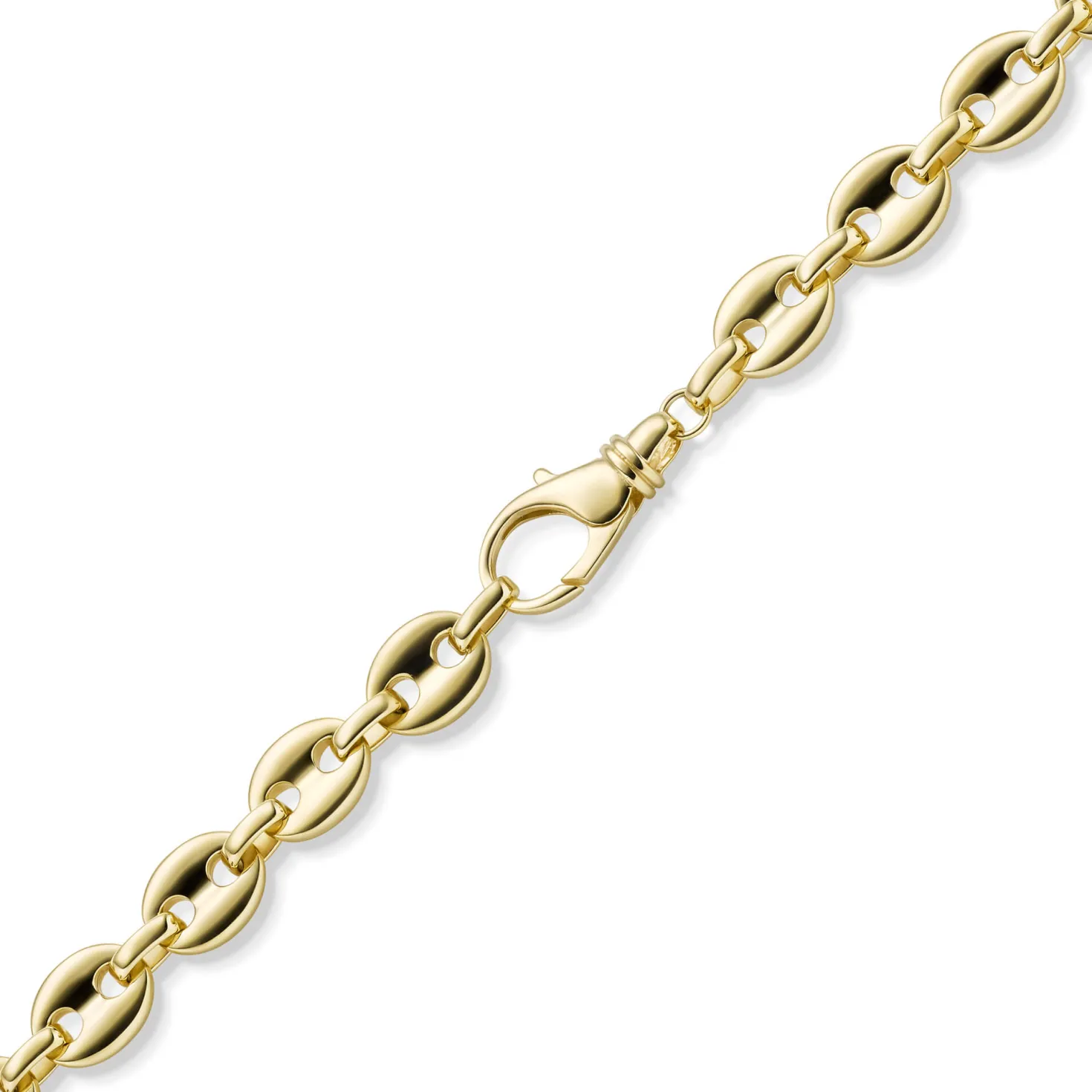 13mm Kette Halskette Schiffsankerkette Bohnenkette 585 Gold Gelbgold 65cm Herren