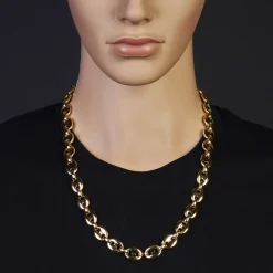 13mm Kette Halskette Schiffsankerkette Bohnenkette 585 Gold Gelbgold 65cm Herren
