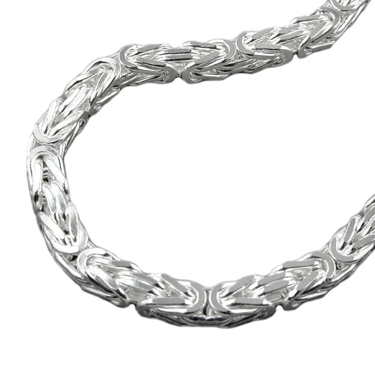 8mm Kette Königskette vierkant glänzend 925 Silber Halsschmuck Herren 80cm