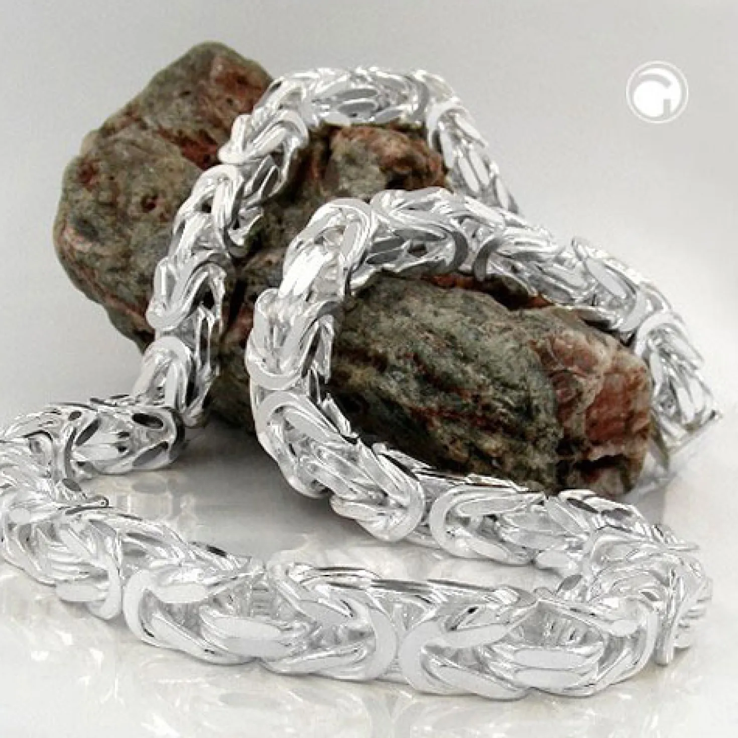 8mm Kette Königskette vierkant glänzend 925 Silber Halsschmuck Herren 80cm