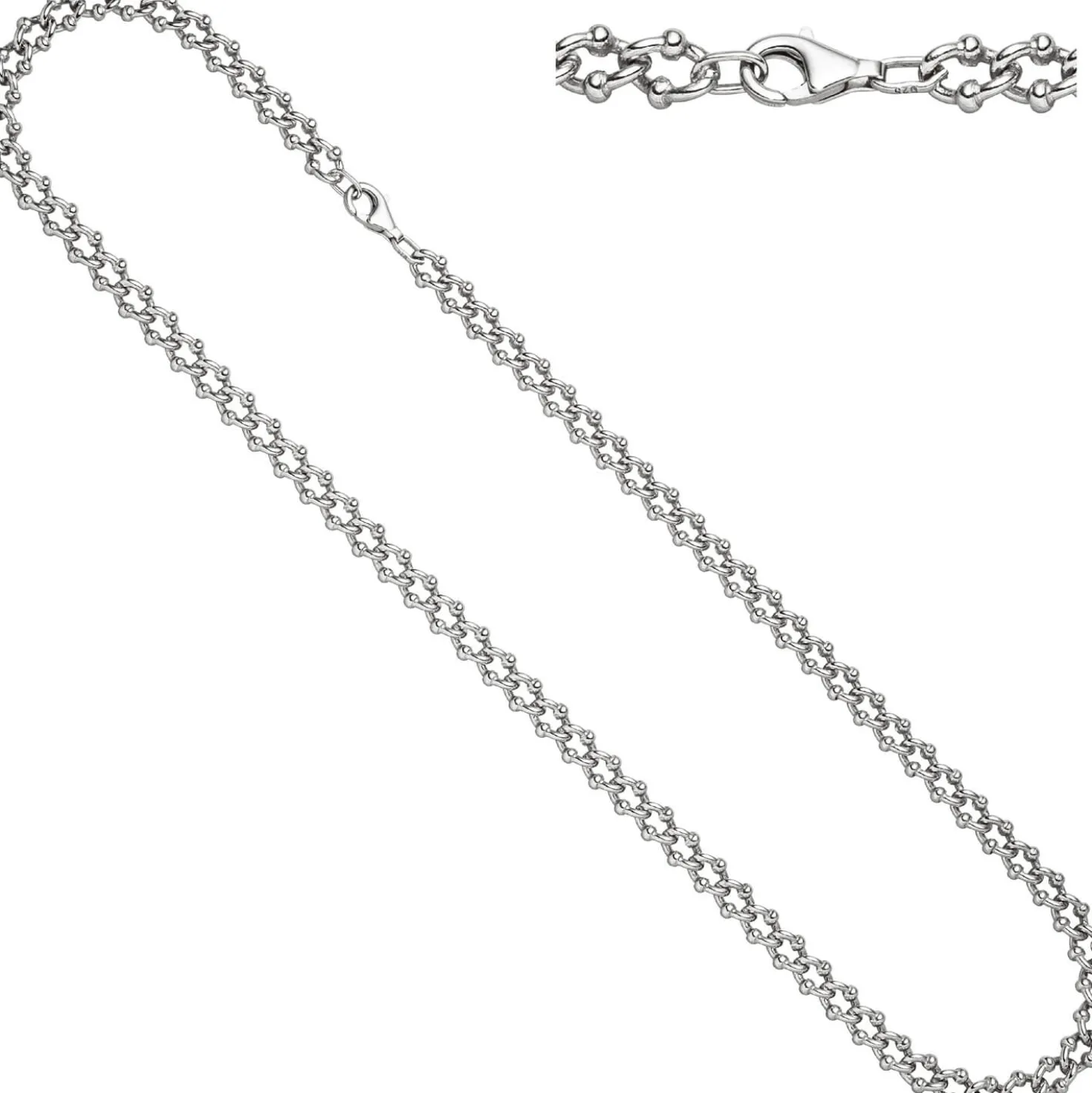 7,3mm Kette Krebskette aus 925 Silber rhodiniert Halsschmuck, 55cm