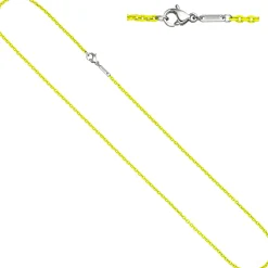 2,1mm Kette Rundankerkette aus Edelstahl mit gelben Lackierung Halsschmuck, 42cm