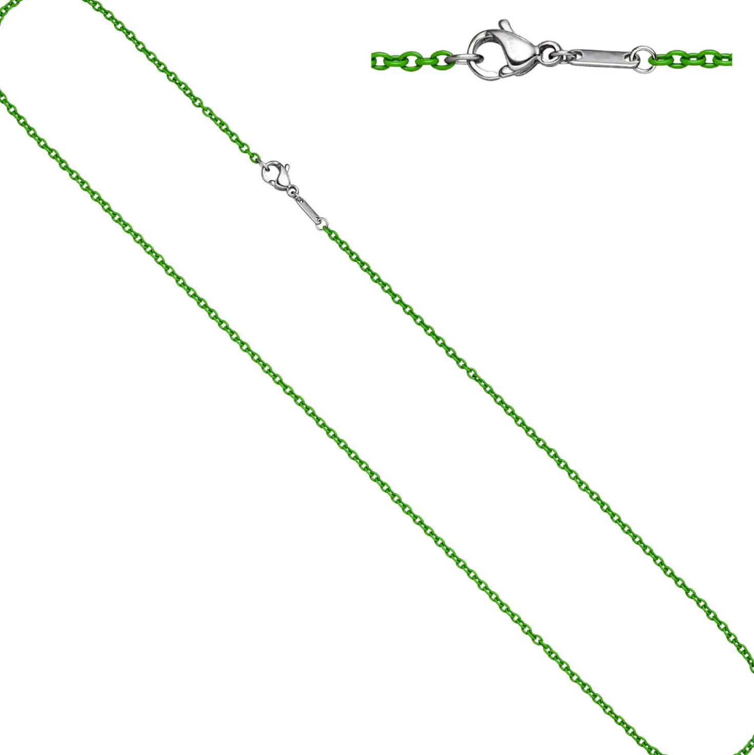 1,9mm Kette Rundankerkette aus Edelstahl mit grünen Lackierung Halsschmuck, 50cm