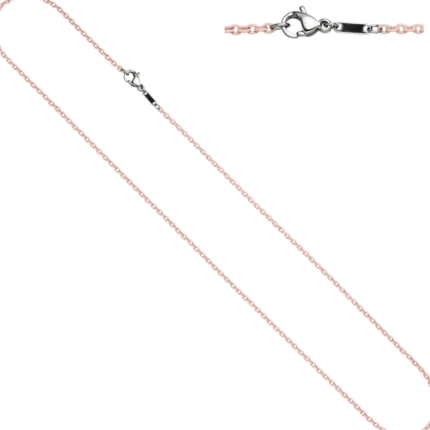 1,9mm Kette Rundankerkette aus Edelstahl mit rosa Lackierung Halsschmuck, 42cm
