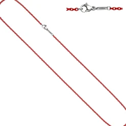 1,9mm Kette Rundankerkette aus Edelstahl mit roten Lackierung Halsschmuck, 50cm