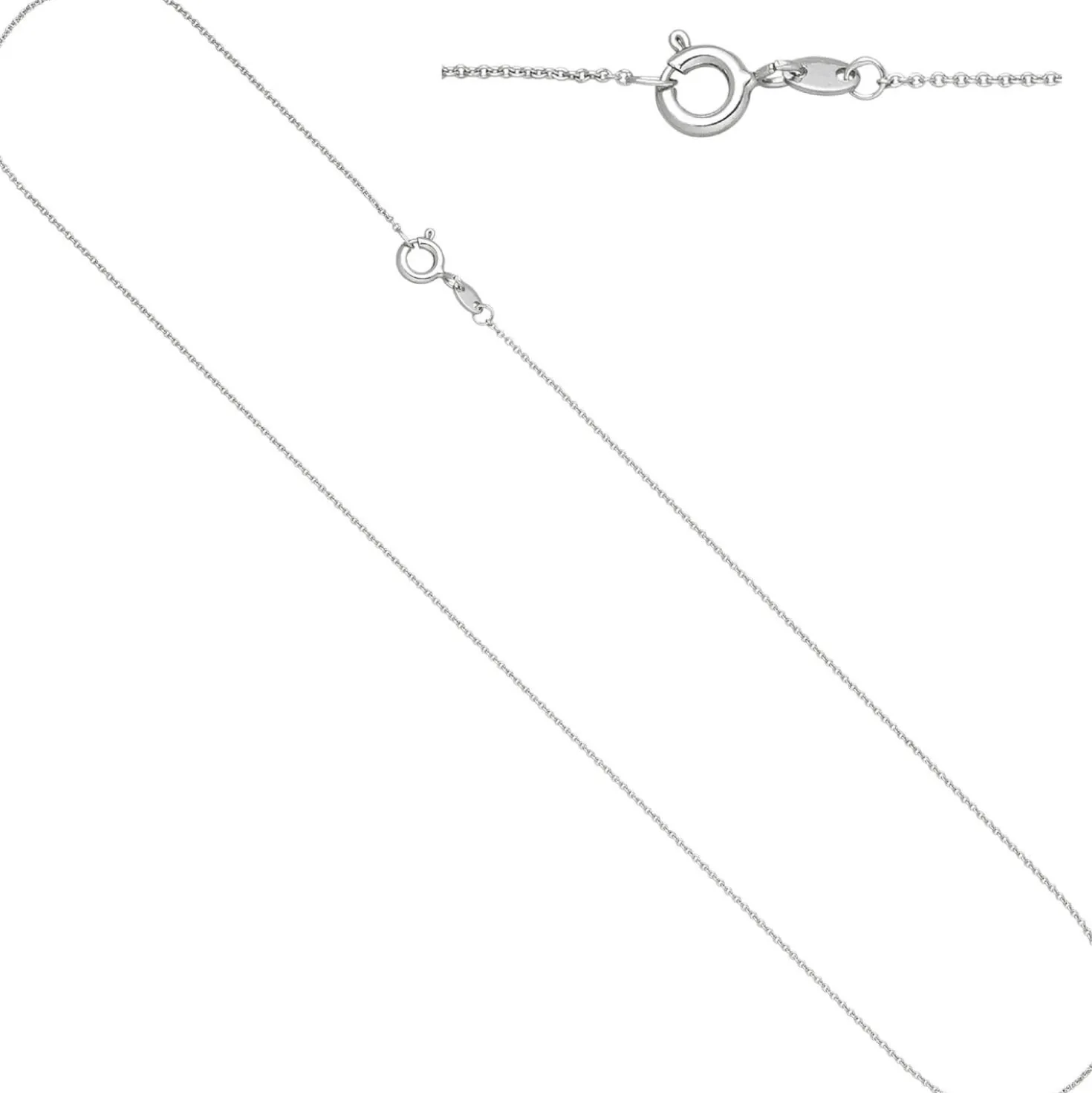 0,9mm Kette Rundankerkette, 333 Gold Weißgold Halsschmuck Weißgoldkette, 42cm