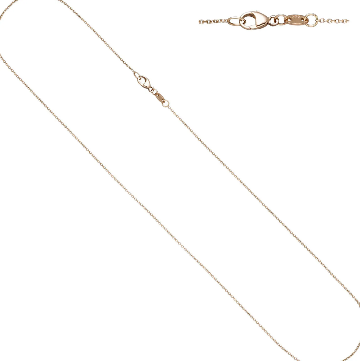 1mm Kette Rundankerkette, rund, 585 Gold Rotgold Halsschmuck Rotgoldkette, 42cm